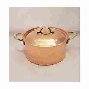 Pot de service en cuivre écologique de haute qualité plat de riz artisanal pour les fêtes à la maison forte demande en Inde - Product Image 1