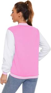 Veste universitaire à manches longues pour femmes, personnalisée de haute qualité, polaire Letterman avec remplissage en coton, toile imprimée, prix bon marché - Product Image 3
