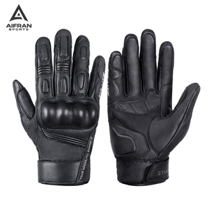 Gants de moto Aifran avec logo personnalisé : Gants de moto en cuir respirants à doigts entiers, compatibles avec les écrans tactiles, équipement de protection pour la course à moto - Product Image 1