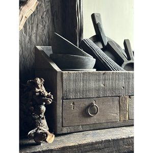 Gruttersbak Driftwood Met 2 Lades Multifunction Table <b>Storage</b> Organizer with Vintage Finishing for Home Office Restaurant Hotel - Product Image 4