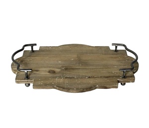 AK laiton grand plateau de service polyvalent en bois rectangulaire avec poignée en couleur bois naturel pour décor de cuisine/décor de table - Product Image 4