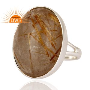 เครื่องประดับดีไซน์อินเดีย เงินแท้ประดับพลอยรูไทล์สีทองธรรมชาติ แหวนวงแหวนแบบแยกส่วน เครื่องประดับสั่งทำสำหรับผู้หญิง ของขวัญสำหรับเธอ - Product Image 2