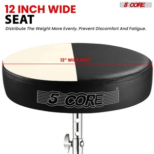 5Core Drum Throne Adjustable Guitar <b>Stool</b> Padded <b>Seat</b> + Drum Practice Pad Snare Drumming Stand - Product Image 3