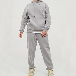 ชุดวอร์มลำลองมีฮู้ด2ชิ้นสำหรับผู้ชายกางเกงวิ่งเอวยางยืดทรงหลวมโอเวอร์ไซส์ออกแบบโลโก้ได้ตามที่ต้องการ - Product Image 1