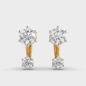 IGI Certified Lab Grown Diamond <b>Drop</b> Stud Earrings 14K Rose / Yellow / White Gold Round Brilliant Diamond Designer Earrings - Product Image 5