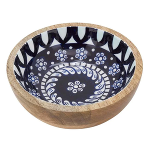 Bol à salade en bois de vente chaude émail imprimé bol de service rond design unique pour la vente en gros de l'Inde - Product Image 3