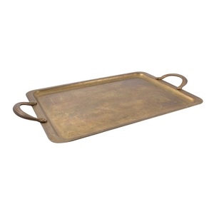 ถาดเสิร์ฟพร้อมหูจับสำหรับตกแต่งบ้านโรงแรมร้านอาหารถาดเสิร์ฟตกแต่งงานเคลือบสีทองเงา - Product Image 3