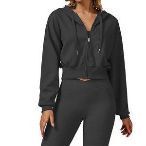 Trendy Women High Length Hoodie Top with Front <b>Zipper</b> Casual Long Outerwear Style - Product Image 4