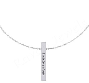 ส่งออกเครื่องประดับผู้หญิงที่สร้างแรงบันดาลใจที่ดีงาม925แข็งเงินสเตอร์ลิงแนวตั้งสร้อยคอแบบกำหนดเอง4ด้านสลักเป็นของขวัญสำหรับผู้ชาย - Product Image 5