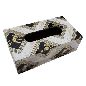 Caja de pañuelos de madera con diseño bohemio impreso |   Portarrollos de Papel Decorativo, Ecológico y Duradero, Hecho a Mano, para Sala de Estar y Cocina - Product Image 1