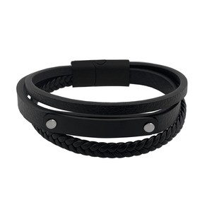 Bracelet en acier noir personnalisable avec des pierres de diamant vintage religieuses et des perles vintage pour les occasions religieuses ou les cadeaux - Product Image 1