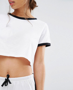 Nuevo estilo barato personalizado ropa de fitness auto lazo asimétrico ajuste en blanco transpirable crop tops al por mayor barato - Product Image 3