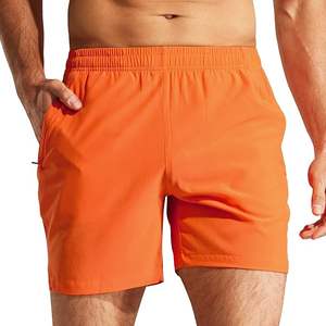 Pantalones cortos para hombre, pantalones cortos activos de 5 pulgadas con bolsillos, ligeros de secado rápido, transpirables, color naranja con cremallera: - Product Image 1