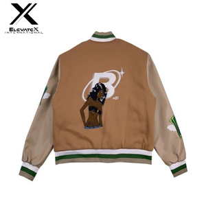 Luxury Wholesale Baseball Varsity <b>Jacket</b> for <b>Men</b> Women Long Streetwear Hooded Collar with Embroidered Canvas Outdoor <b>Lettering</b> - Product Image 2