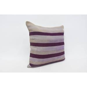 Almohada de retazos Ikat de lana a rayas Vintage púrpura, cojín decorativo tejido de 24x24 pulgadas para ropa de cama o uso en el suelo de la sala de estar - Product Image 3