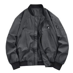 Blouson aviateur décontracté léger pour hommes, printemps-automne, coupe-vent de sport zippé avec poches, manteau teint en plaine, vêtements - Product Image 5