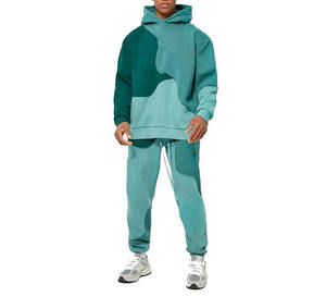 Vente en gros Ensemble 2 pièces en coton 100% personnalisé Survêtement jogging à capuche bicolore avec logo personnalisé Nouveau survêtement à panneaux design pour hommes - Product Image 1