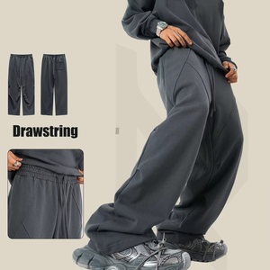 Pantalones de chándal acampanados de peso pesado de gran tamaño personalizados OEM, pantalones de chándal holgados de pierna ancha de rizo francés para hombre - Product Image 3