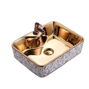 Lavabo en cuivre de luxe plaqué or pour hôtel, maison, villas, décoration de salle de bain, lavabo en cuivre de forme ronde - Product Image 2