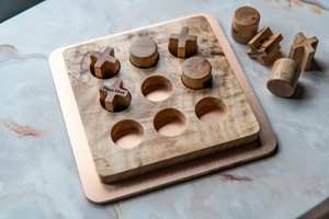 Wooden Tic Tac Toe Strategy Board <b>Game</b> with Durable X and O Pieces Ideal for Learning Entertainment and Family <b>Game</b> Nights - Product Image 2