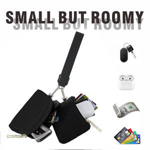 Portefeuille à double pochette avec logo personnalisé, porte-clés, mini portefeuille zippé pour femmes, pochette portable pour poignet, porte-monnaie en nylon - Product Image 2