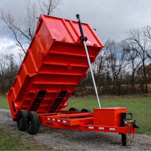 Tipping <b>Trailer</b> 7x14 Orange <b>Tractor</b> Dump <b>Trailer</b> Farm Manual Post <b>Trailer</b> with Motor & Gearbox Multifunctional - Product Image 3