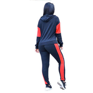 Ensemble de survêtement rayé 2 pièces pour femme, pantalon de sport et haut de jogging, tenue de sport streetwear pour la gym, vente en gros - Product Image 1