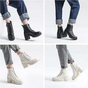 Nouveauté <span class=keywords><strong>bottines</strong></span> à talons épais tendance pour femmes, <span class=keywords><strong>bottines</strong></span> à <span class=keywords><strong>lacets</strong></span>, <span class=keywords><strong>bottines</strong></span> antidérapantes à fermeture éclair latérale pour dames - Product Image 6