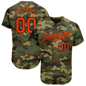 Uniforme de baseball Industrie Sportswear Personnalisé Camo Orange-Noir Authentique Salut Au Service Maillot de Baseball - Product Image 1