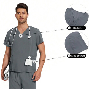 Elegante camiseta personalizada para hombre con opciones de bordado de impresión de logotipo cómodo uniforme médico profesional para el cuidado de la salud - Product Image 5