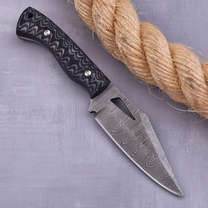 มีดตัดโลหะเหล็กดามัสกัสสสกินเนอร์มีใบมีดแบบคงที่ปลอกหนังออกแบบมาใหม่มีดคาวบอยตามต้องการ - Product Image 2