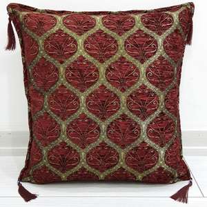 45x45 cm Claret Red <b>Peacock</b> Design <b>Cushion</b> Women's Sleepwear Accessory - Product Image 1