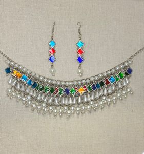 Conjunto de Collar y Aretes de Latón Oxidado Multicolor, Estilo Afgano, Collar Tradicional Indio con Perlas de Imitación para Fiesta - Product Image 5