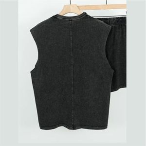 Conjunto Casual Estilo Vintage de 2 Piezas, 100% Algodón, Camiseta sin Mangas, Pantalones Cortos hasta la Rodilla, Cuello Redondo, Corte Holgado, Ecológico, para Verano - Product Image 2