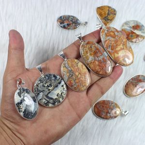 สร้อยคอจี้เงินสเตอร์ลิงทำด้วยมือเครื่องประดับอัญมณี maligano Jasper การตั้งค่าหนามเตยขายส่งเสน่ห์ชุบ - Product Image 1