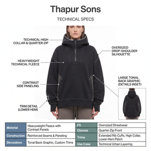 Oversized 400GSM Cotton Fleece Quarter Zip <b>Hoodie</b> Sweatshirt for Men and Women - Product Image 5