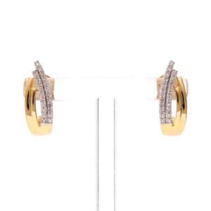 Pendientes de Aro Cruzados de Oro de Dos Tonos con Diamantes Reales Personalizados para Mujer, Regalo - Product Image 5