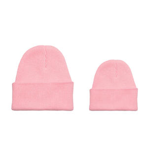 Gorros de punto familiar de Color sólido con logotipo personalizado de alta calidad, gorros de invierno a juego para padres y niños, gorros jacquard - Product Image 5