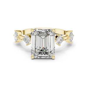 4.25 CT <b>Emerald</b>-Cut Lab Diamond Three-Stone <b>Ring</b> for Women VVS-VS EF Clarity 18KT, 14KT, 10KT Gold & 925 <b>Silver</b> - Product Image 3