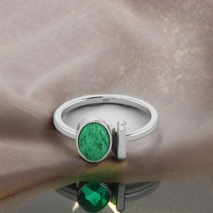 Meilleure vente Bague fine en argent sterling 925 pour femme Forme ovale réglable 8x10mm Aventurine naturelle Bijoux en pierres précieuses - Product Image 4