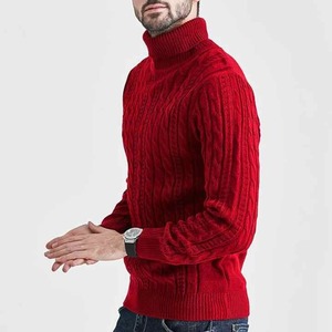 OEM servicio personalizado logotipo al por mayor de moda de los hombres de invierno de cuello alto suéter de punto botón decoración 3D diseño de alta - Product Image 6