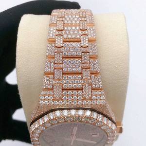 Famoso estilo VVS Moissanite Rose Gold Tone Automático Mecánico Iced Out Hip Hop Diamante Reloj de pulsera Moda de lujo de la India - Product Image 5