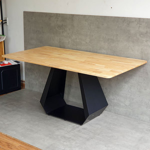 Modern Rectangular Dining <b>Table</b> 160x80cm Rubber <b>Wood</b> <b>Top</b> & Iron Legs Stable & Assembled BA68157 - Product Image 3