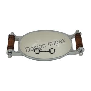 Plato y cuenco esmaltados con asas de madera, diseño de broca de caballo, cuencos de Metal para servir, suministros para eventos, decoración para fiestas, cuenco ecuestre - Product Image 5