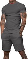 Conjunto de Verano Personalizado con Logotipo, Informal, para Hombre, 100% Algodón, Transpirable, de 2 Piezas, Camisa y Pantalones Cortos de Color Sólido para Adultos