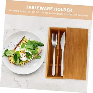 Boîte à couverts en bambou, organisateur de tiroir avec couvercle, plateaux de service en bois, 1 pièce - Product Image 2