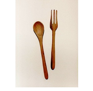 Juego de servidores de ensalada de mármol y madera hechos a mano, tenedores de servicio forjados para uso doméstico en la cocina - Product Image 5