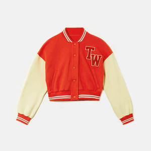100% laine matériel fait femmes Crop Varsity Jacket/prix raisonnable Logo personnalisé femmes Crop Varsity Jacket - Product Image 6