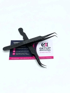 Pince à épiler professionnelle pour extensions de cils, nouvelle, à 90 degrés, noire, avec poignée diamantée scintillante, courbe arrondie, en acier inoxydable, outil de beauté - Product Image 6