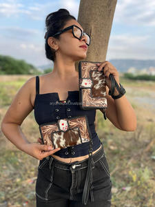 Nouveaux bracelets en cuir de vachette outillés élégants occidentaux embrayages femmes sac à main conçu multi-utilisations nouveau Design portefeuilles occidentaux pour elle - Product Image 3